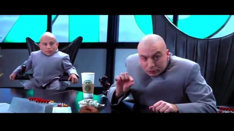 Dr Evil and Mini Me with Starbucks