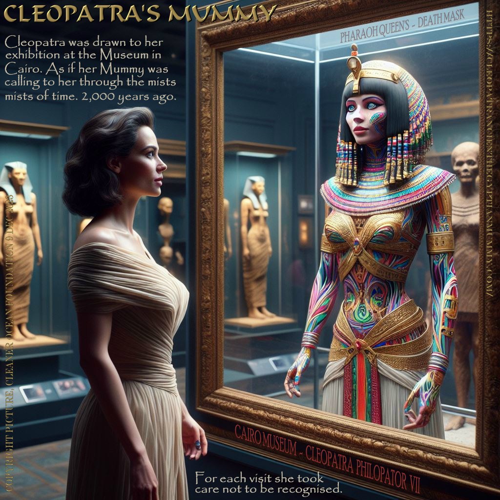 The Reborn Cleopatra was drawn to her exhibition at the Museum in Cairo. As if her mummy was calling to her through the mists of time.